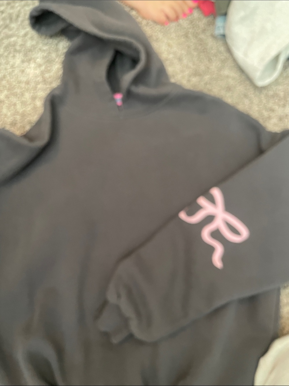Edikted Black Hoodie with Pink Script Accent